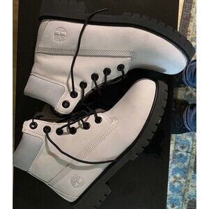 Timberland Hommes A180A  Boots Girls  Size 5 Gray Lace-Up Nubuck Leather